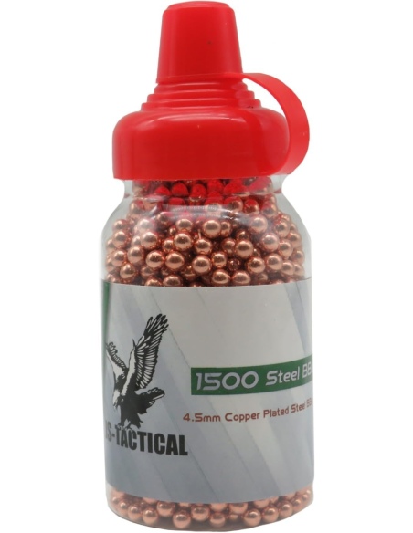 JS TACTICAL PALLINI BB SFERICI IN ACCIAIO RAMATI 4,5mm (CONF. DA 1500 PZ) (JS-ST4.5 BB1500R)