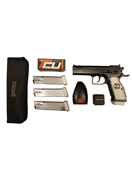 TANFOGLIO PISTOLA MOD. STOCK II XTREME CERAKOTE NERA GONNA E GUANCETTE BIANCHE CAL. 9X21 SPORTIVA COD.ID.12_01749s3c (10XTR05036