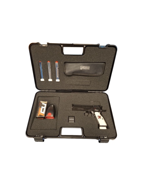TANFOGLIO PISTOLA MOD. STOCK II XTREME CERAKOTE NERA GONNA E GUANCETTE BIANCHE CAL. 9X21 SPORTIVA COD.ID.12_01749s3c (10XTR05036